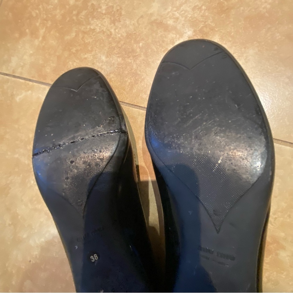 SOLD Miu Miu Charcoal Grey Patent Leather Loafer Flats Size 38 - Picture 9 of 10
